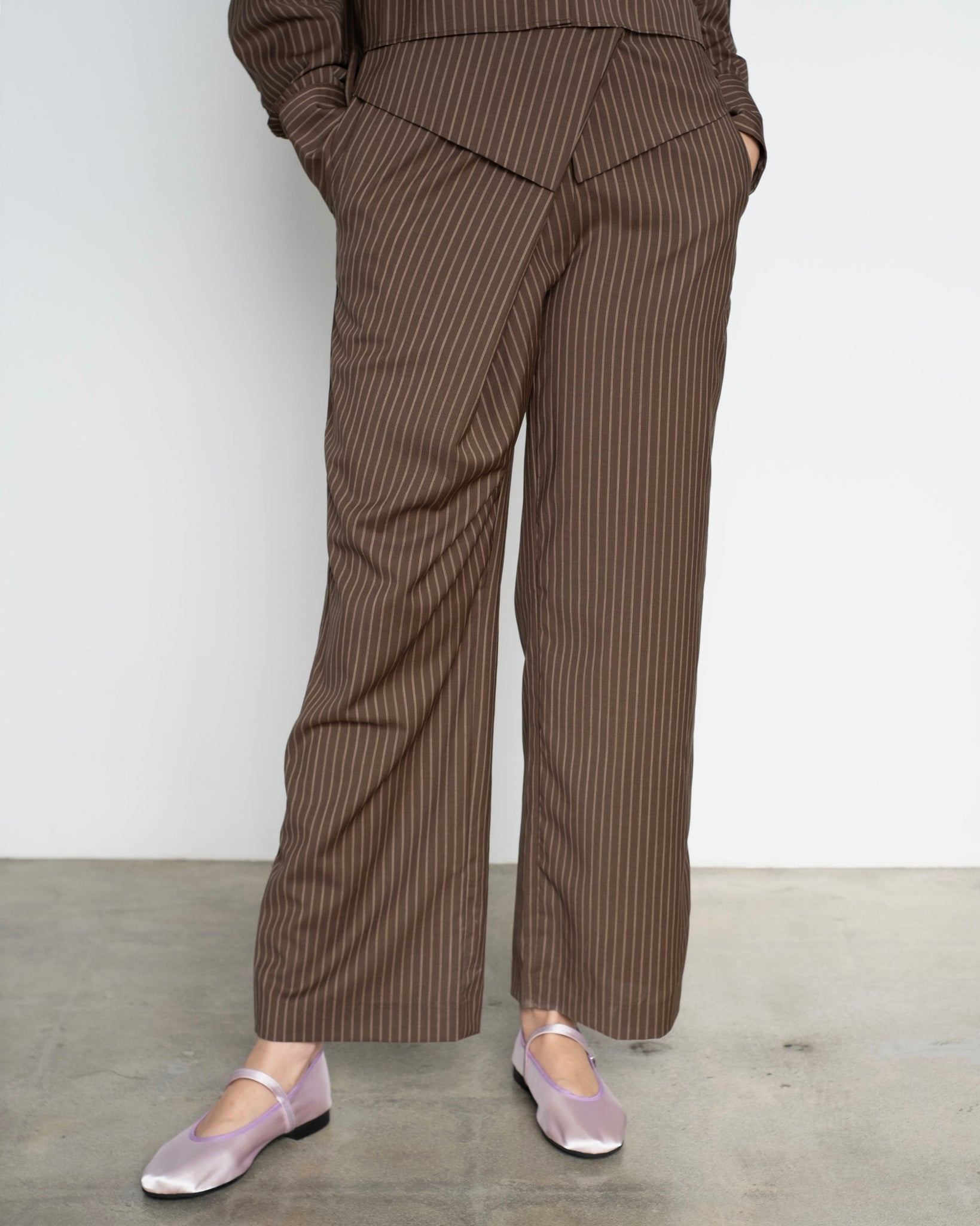 Folded Wool Pant in Sable Stripe