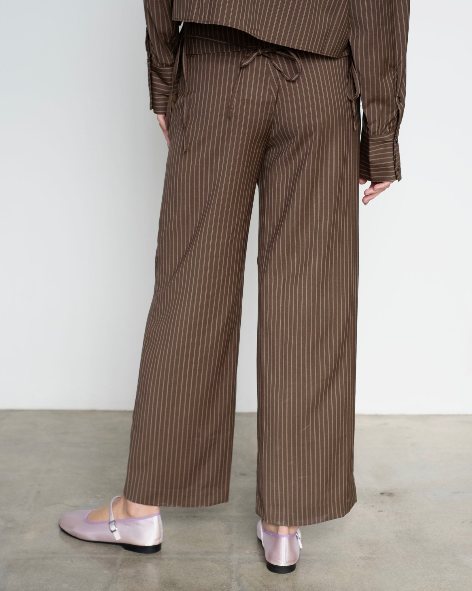 Folded Wool Pant in Sable Stripe